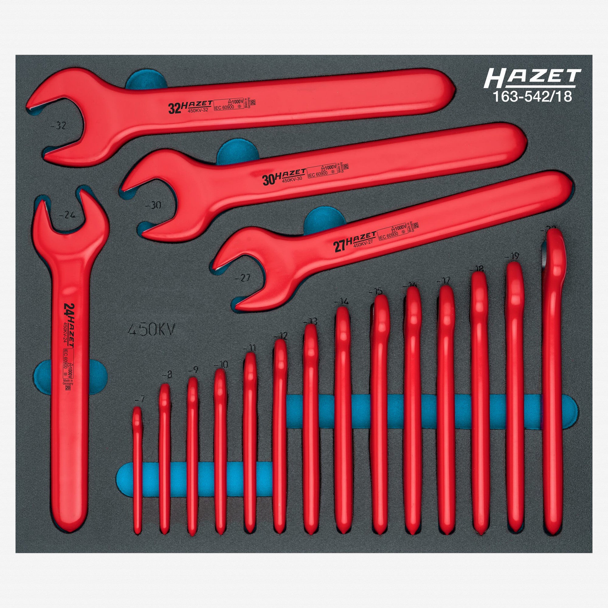 Hazet 450KV Insulated Open End Wrench Set, 18 Pieces - KC Tool