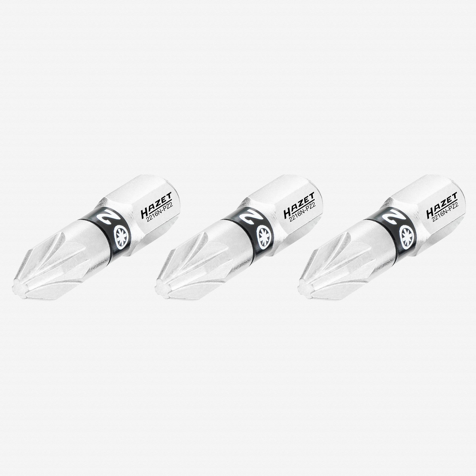Hazet 2216N-PZ2/3 Pozidriv #2 x 25 mm Torsion Bit, 3 Pieces - KC Tool
