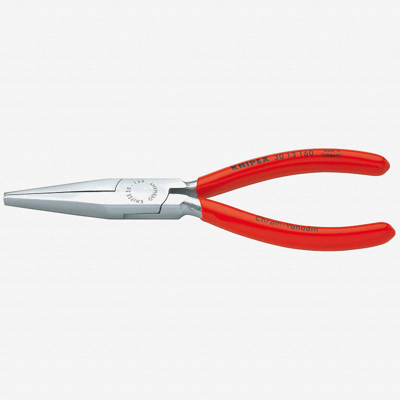 Knipex 30-13-160 6.3" Long Nose Pliers (flat jaws) - Chrome w/ Plastic Grip - KC Tool