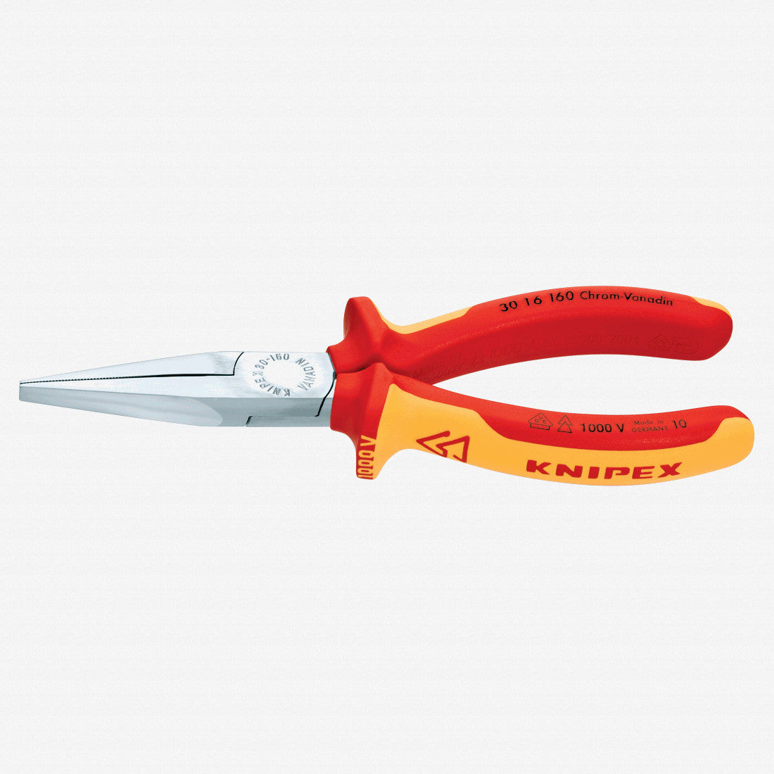 Knipex 30-16-160 6.3" Long Nose Pliers (flat jaws) - Insulated - KC Tool
