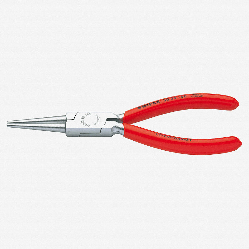 Knipex 30-33-160 6.3" Long Nose Pliers (round jaws) - Chrome w/ Plastic Grip - KC Tool