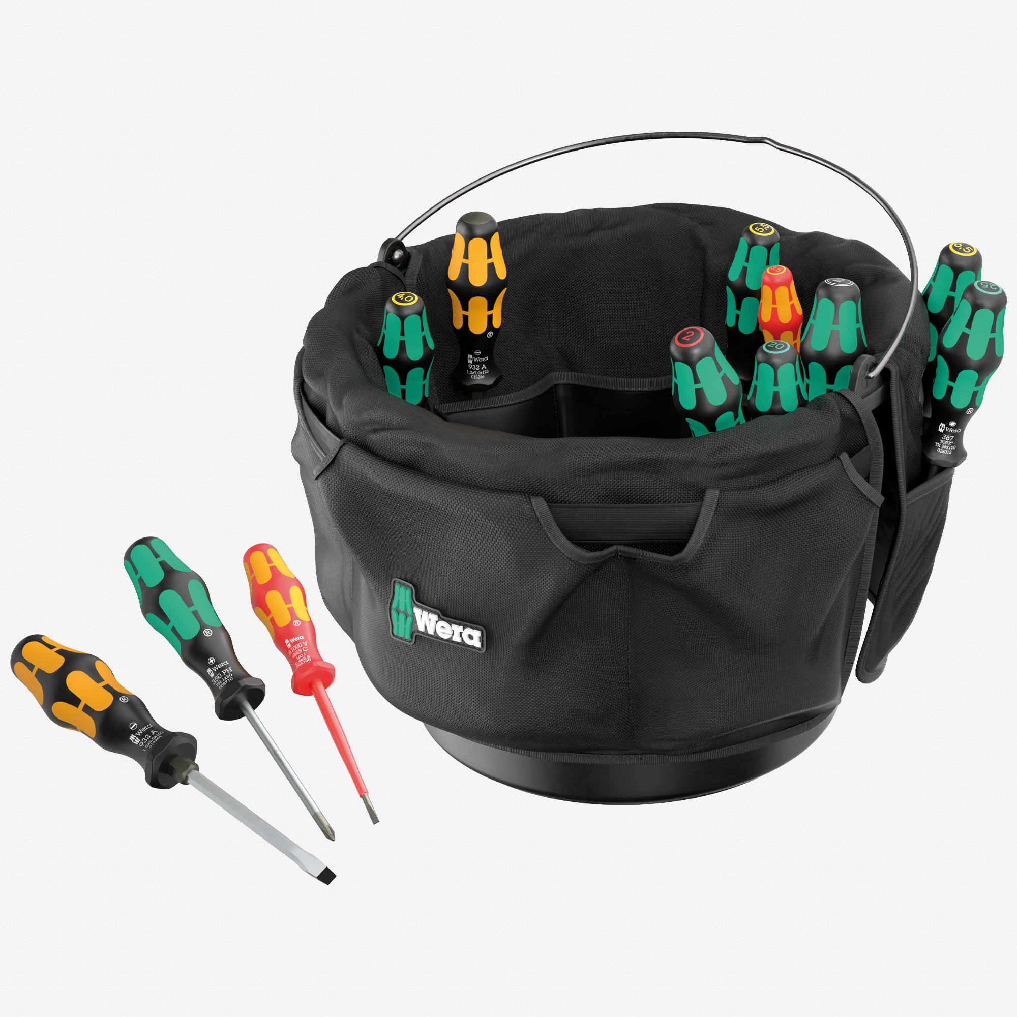 Wera 105100 Tool Bucket Organizer Screwdriver Set 1, 13 Pieces