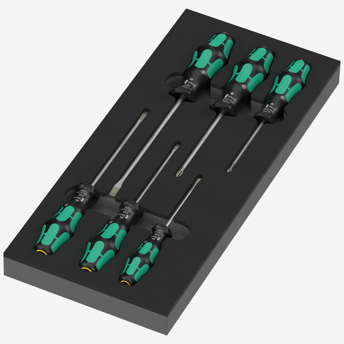 Wera 150127 Kraftform Foam Insert Series 300 Screwdriver Set 1, 6 Pieces