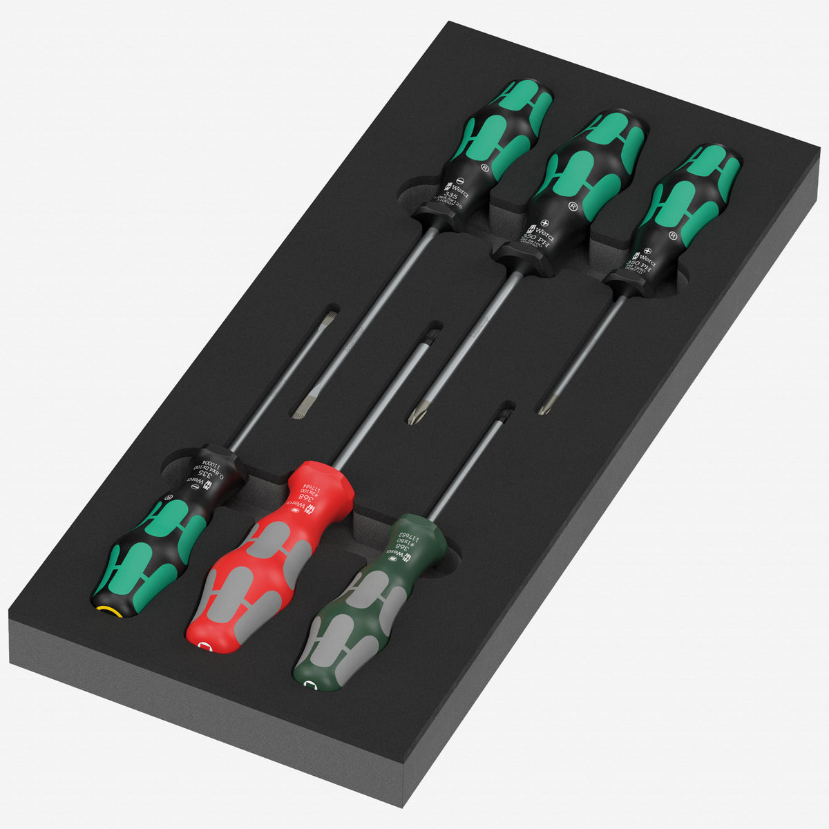 Wera 150129 Kraftform Foam Insert Series 300 Screwdriver Set 3, 6 Pieces