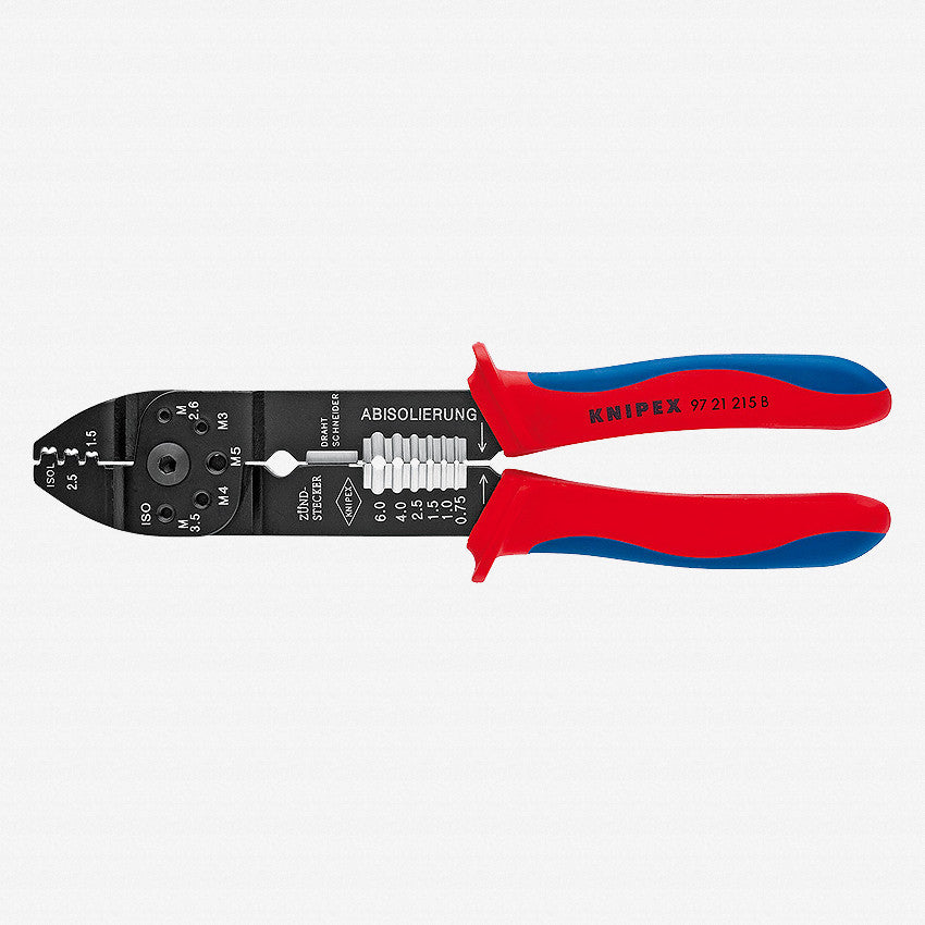 Knipex 97-21-215-B Crimping Pliers - non-insulated open plug-type connectors - Plastic Grip - KC Tool