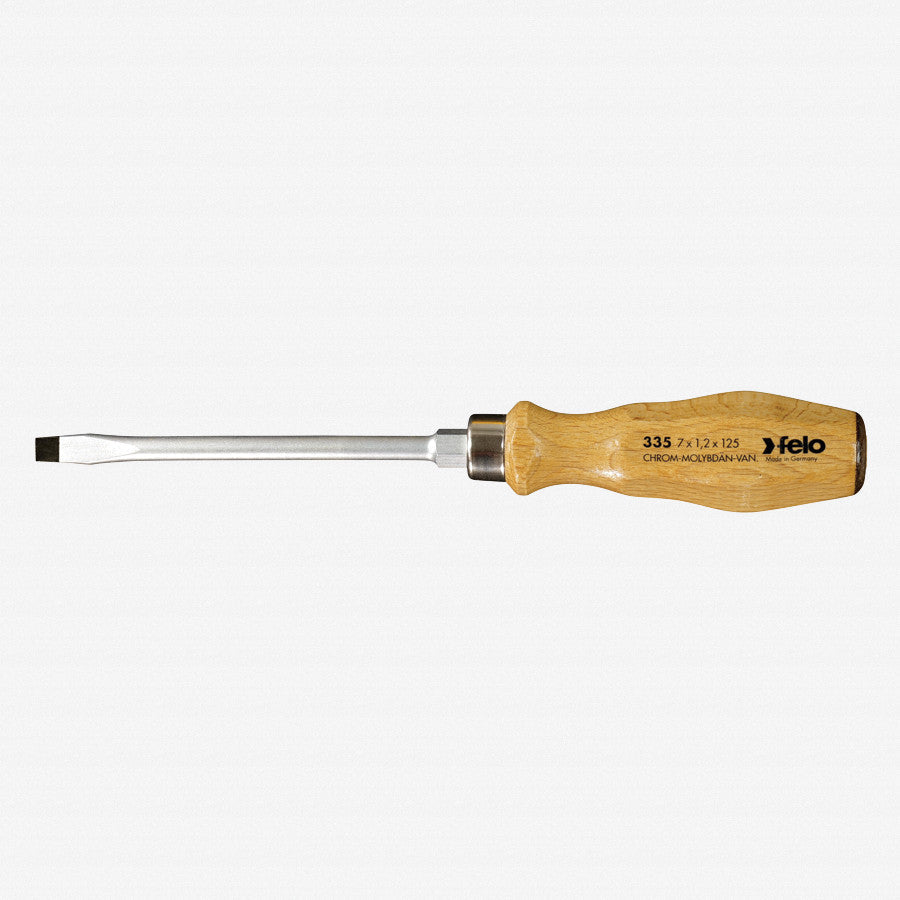 Felo 12 x 200mm Wood Handle Slotted Screwdriver - F18050 - KC Tool