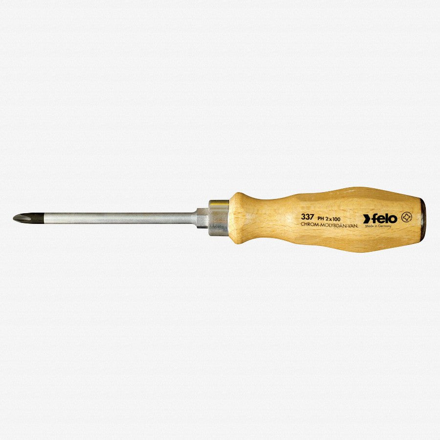 Felo 2 x 100mm Wood Handle Pozidriv Screwdriver - F18061 - KC Tool
