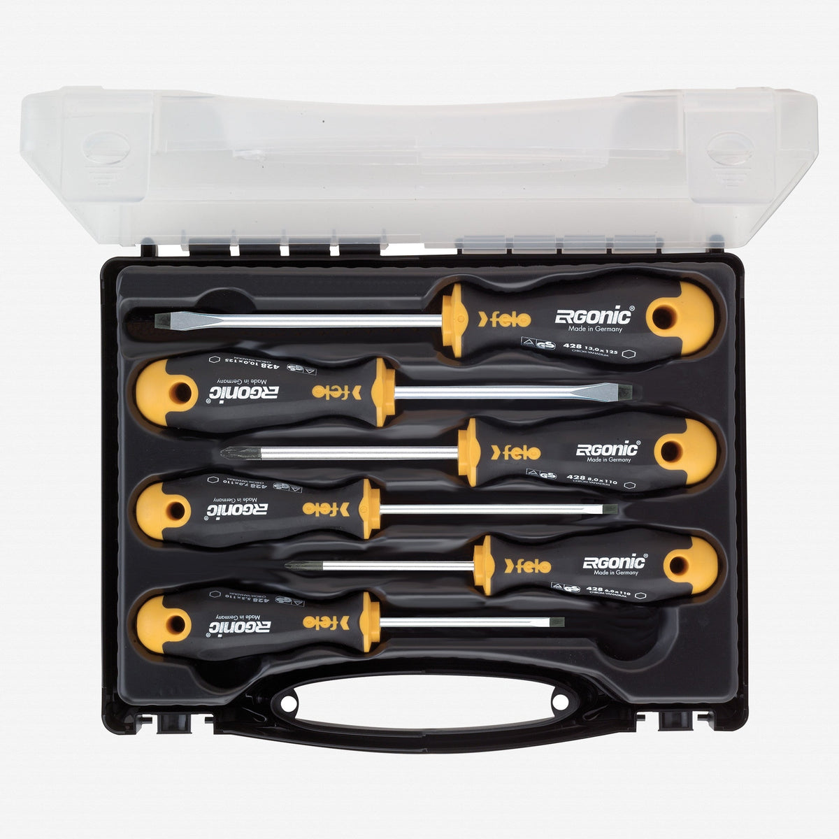 Felo 62411 Ergonic 6 Piece Set Slotted & Phillips with Case - F62411 - KC Tool