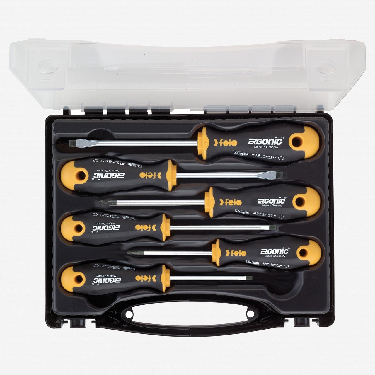 Felo 62411 Ergonic 6 Piece Set Slotted & Phillips with Case - F62411 - KC Tool