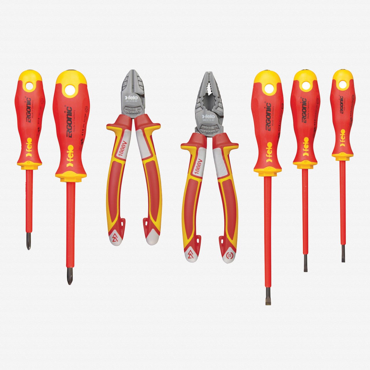 Felo 8 Piece XL Insulated Tool Set - Pliers and Screwdrivers - F63853 - KC Tool