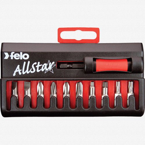 Felo AllStar 10 piece Universal Bit Set - Slotted, Phillips, Square, Torx - F53015 - KC Tool