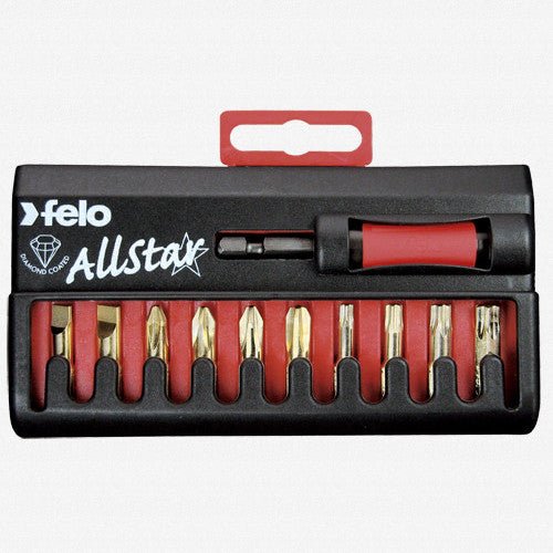 Felo AllStar Challenger 10 piece Diamond Coated Bit Set - Slotted, Phillips, Torx - F53525 - KC Tool