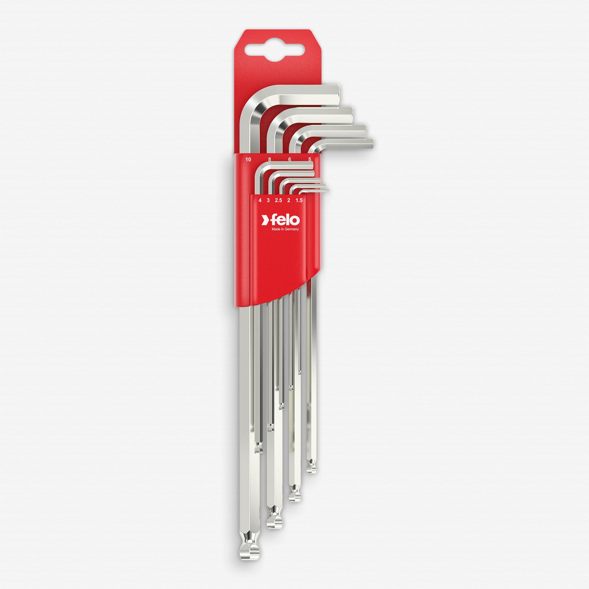 Felo Ball End Metric Hex L-Key Set, 1.5 - 10 mm, 9 Pieces - F65083 - KC Tool