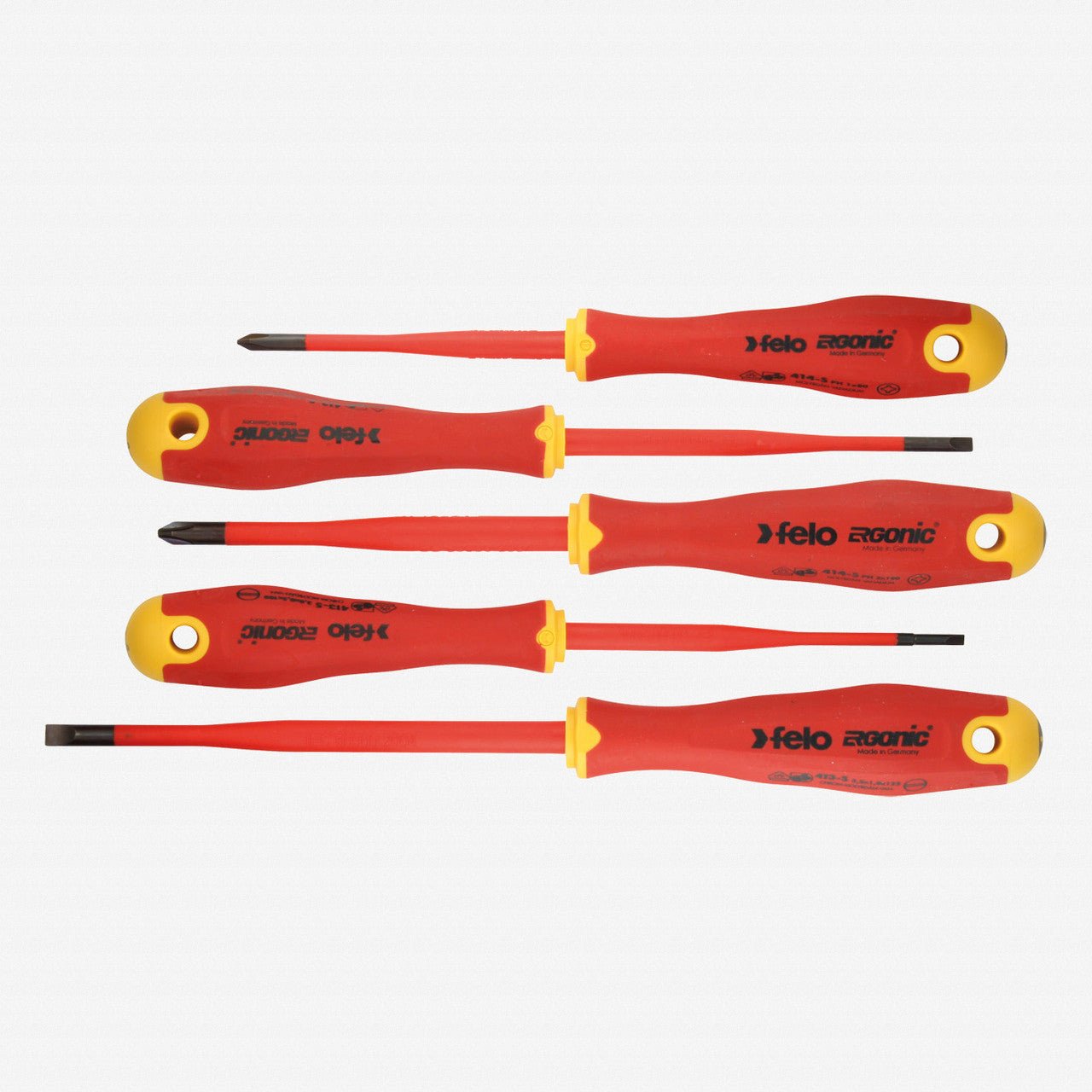 Felo E - slim Insulated 5 Piece Slotted & Phillips Screwdriver Set - F62743 - KC Tool