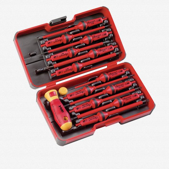 Felo E-Smart 14 Piece Set - Slotted, Phillips, Pozidriv, TORX® Tip Insulated Blades with 2 Handles - F51719 - KC Tool