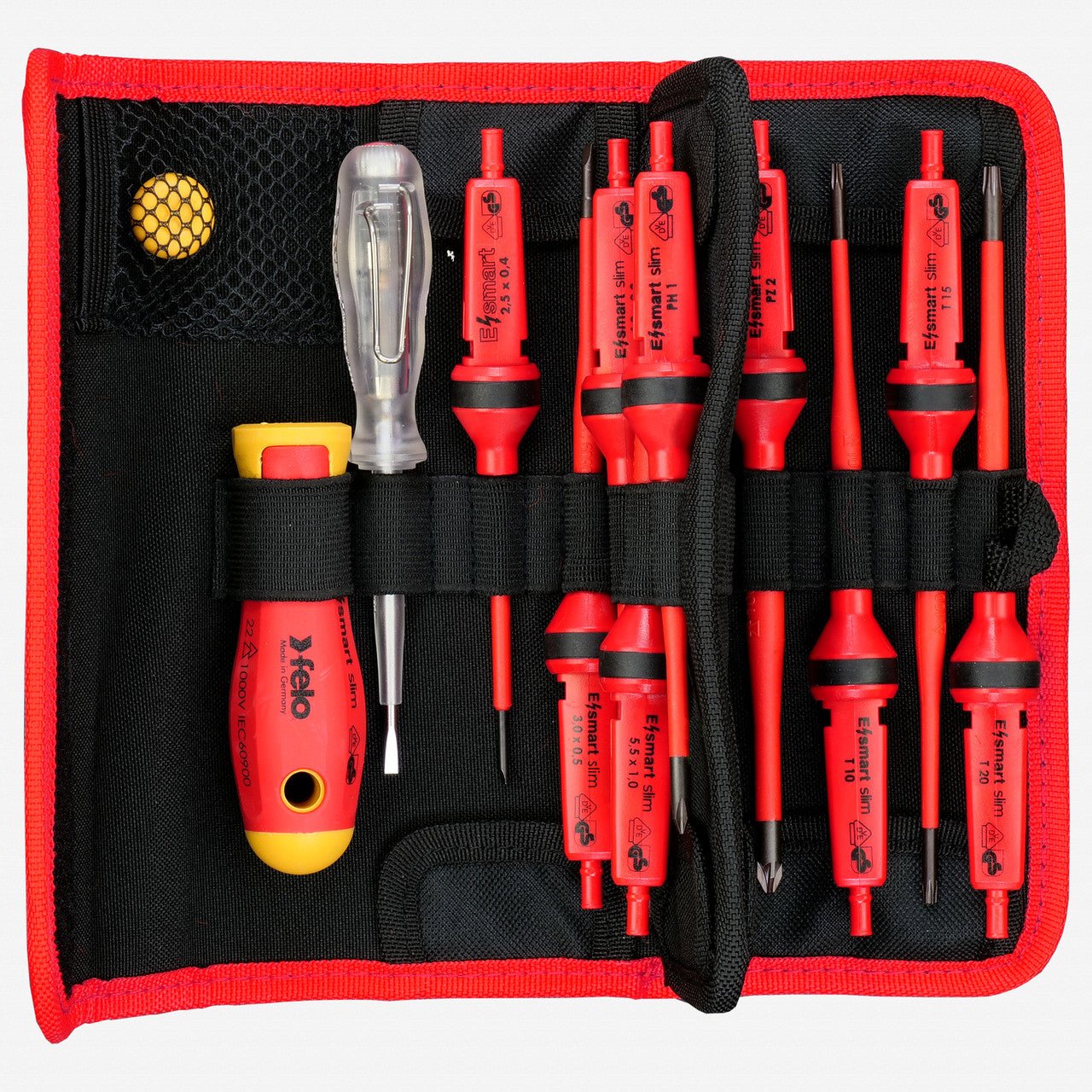 Felo E - smart Slim VDE Insulated Blade Set in Belt Bag, 13 Pieces - F64465 - KC Tool