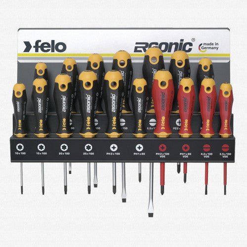 Felo Ergonic 17 piece Screwdriver Set w/Steel Rack - F61391 - KC Tool