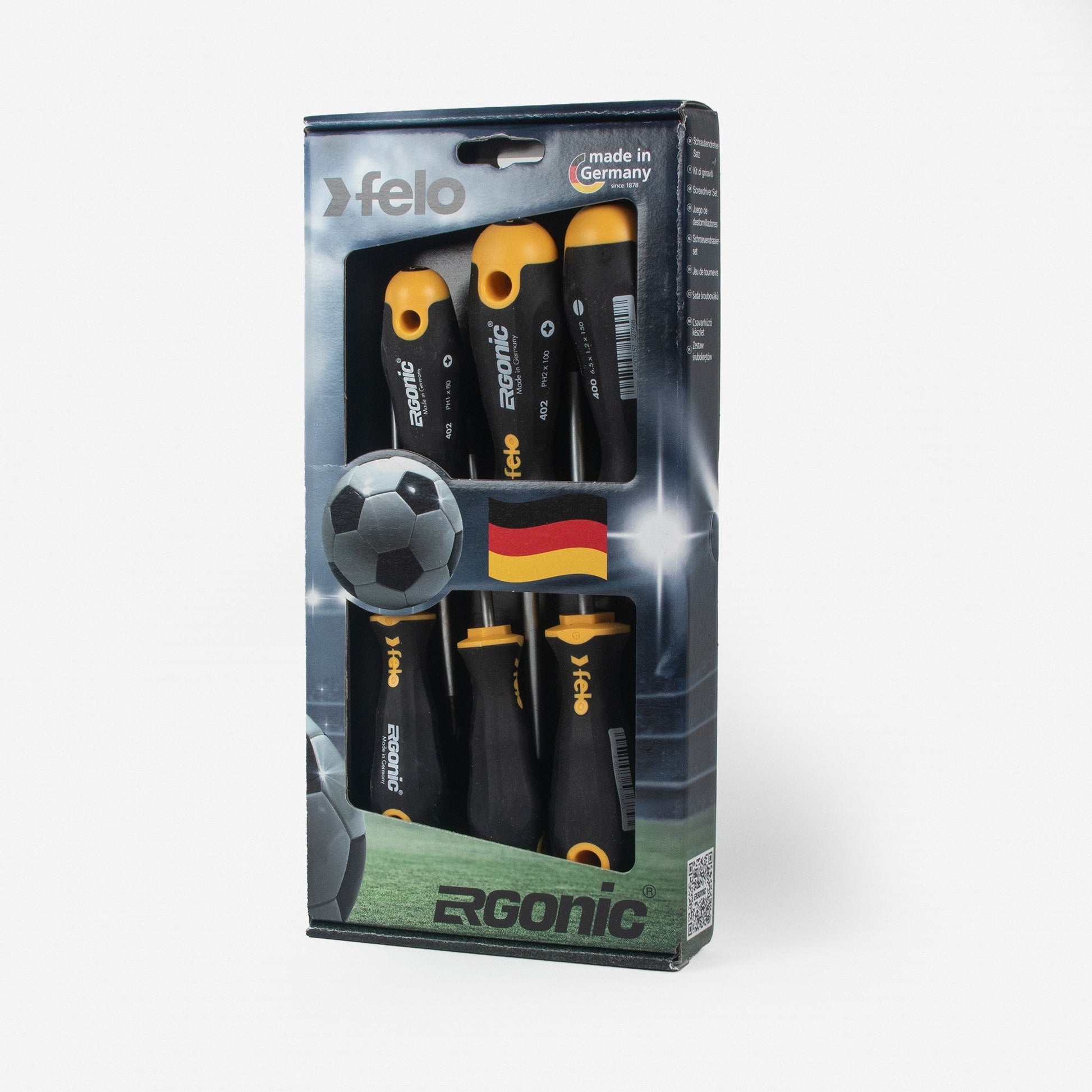 Felo Ergonic 6 Piece Slotted, Phillips, Pozidriv Screwdriver Set (German Soccer Themed Packaging) - F65749 - KC Tool