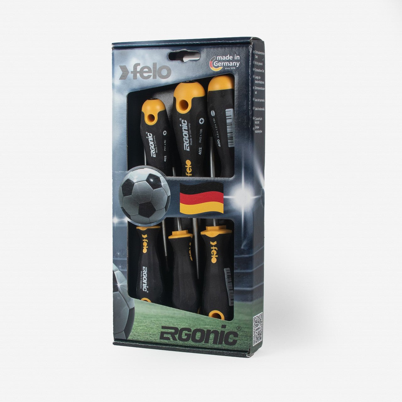Felo Ergonic 6 Piece Slotted, Phillips, Pozidriv Screwdriver Set (German Soccer Themed Packaging) - F65749 - KC Tool
