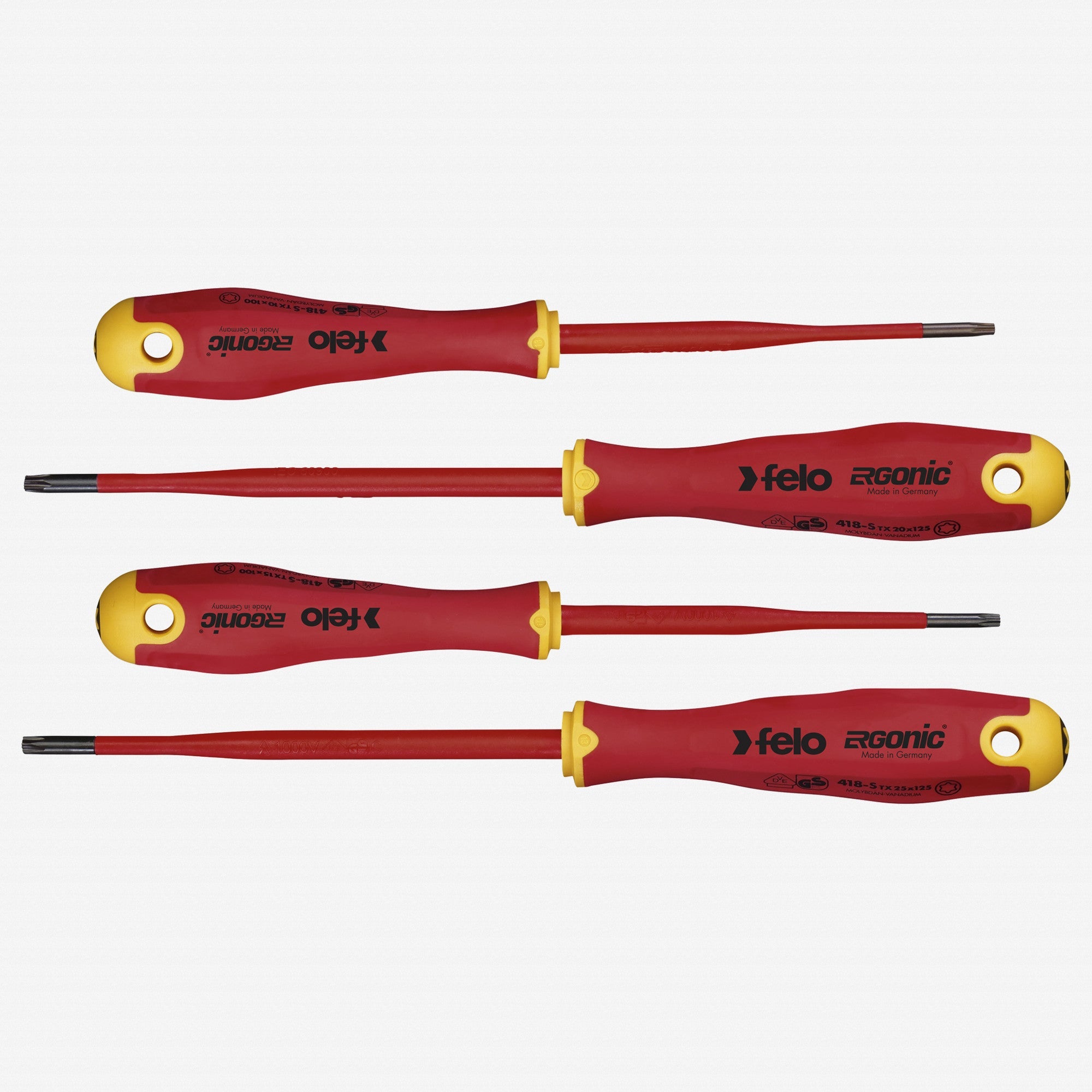 Felo Ergonic E-Slim VDE TORX® Screwdriver Set, 4 Pieces - F64953 - KC Tool