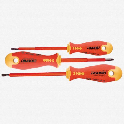 Felo Ergonic Insulated 3 Piece Slotted & Phillips Screwdriver Set - F53175 - KC Tool