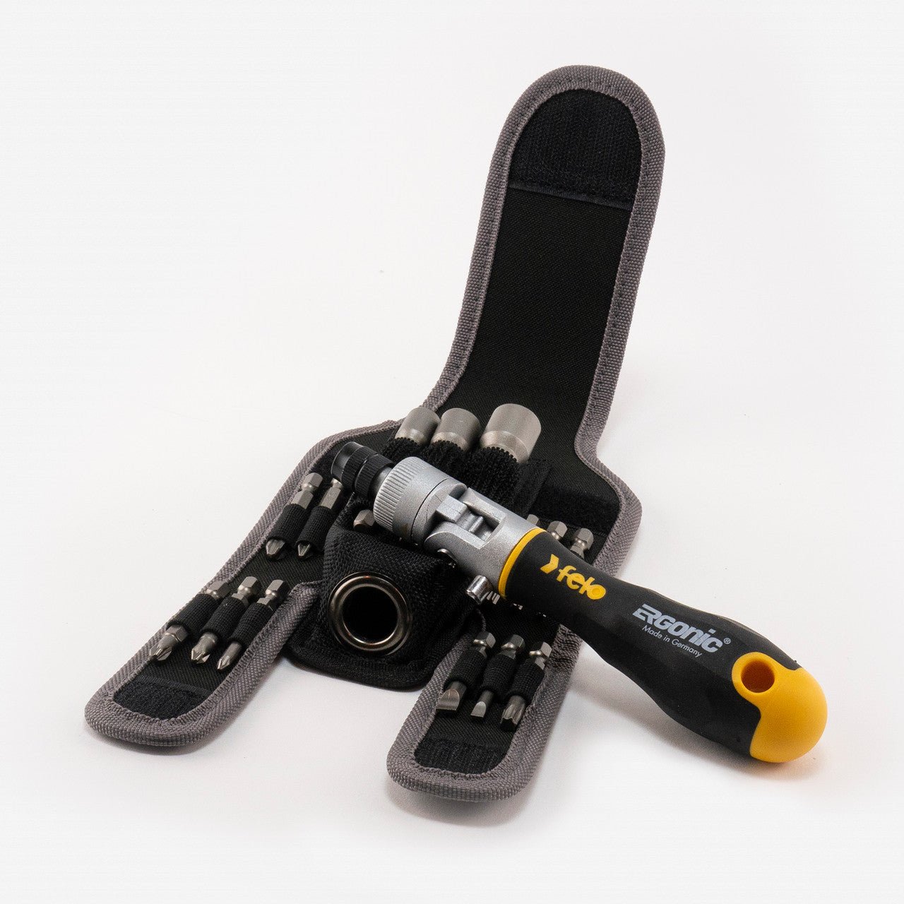 Felo Ergonic K Handle Ratcheting Screwdriver Pouch Set, 16 Pieces - F64513 - KC Tool