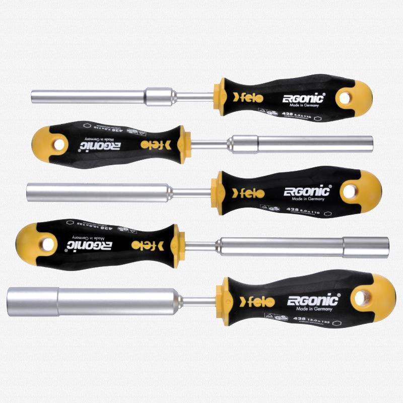 Felo Ergonic M - TEC Metric Nut Driver Set, 5.5 - 13mm, 6 Pieces - F61373 - KC Tool