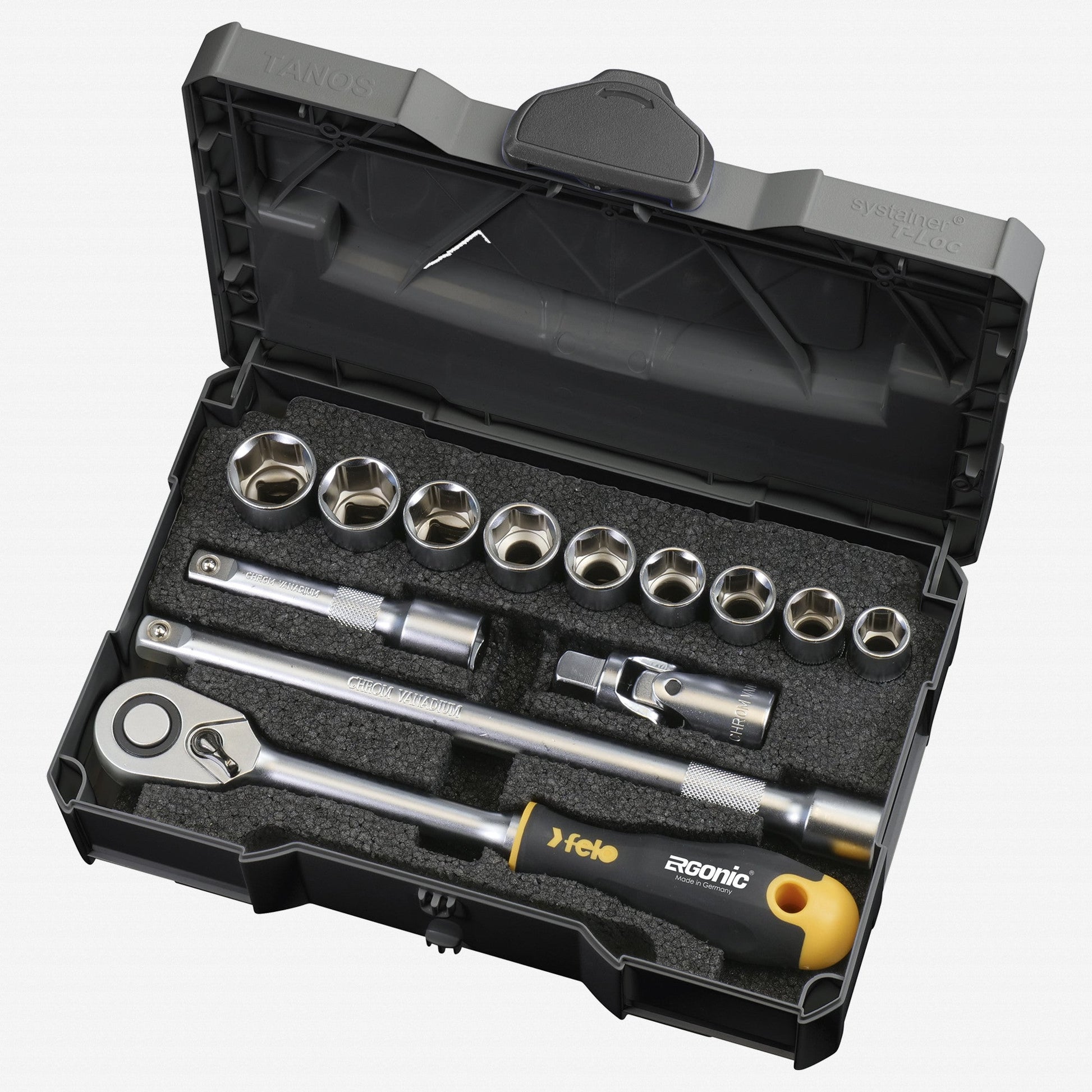 Felo ERGONIC Ratchet Set in Systainer, Metric, 1/2" Drive, 13 - 22 mm, 13-pcs. - F64965 - KC Tool