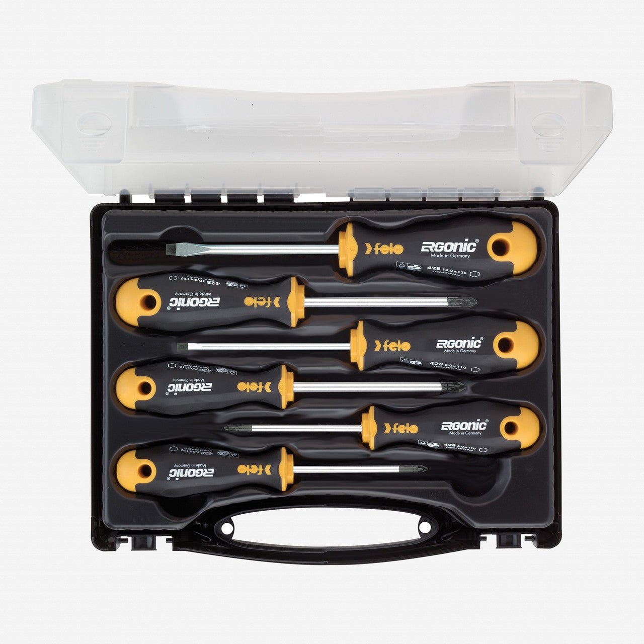 Felo Ergonic Slotted/Pozidriv/Phillips Screwdriver Set with Case, 6 Pieces - F62409 - KC Tool