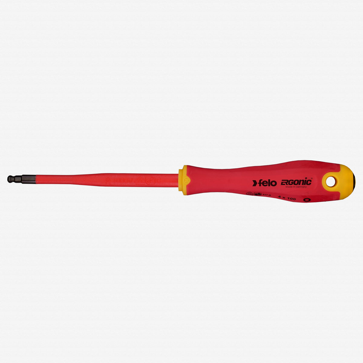 Felo Ergonic VDE E-slim Insulated 3 mm Ball-head Hex Screwdriver, 100 mm - F65735 - KC Tool