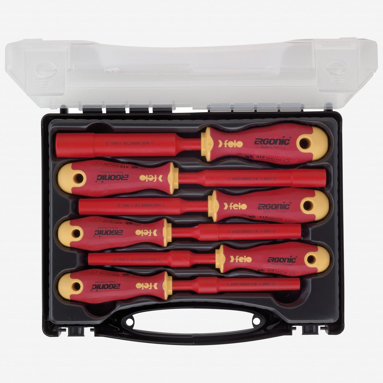 Felo Ergonic VDE Insulated M - Tec Metric Nutdriver Set, 5.5 - 13 mm, 6 Pieces - F61371 - KC Tool