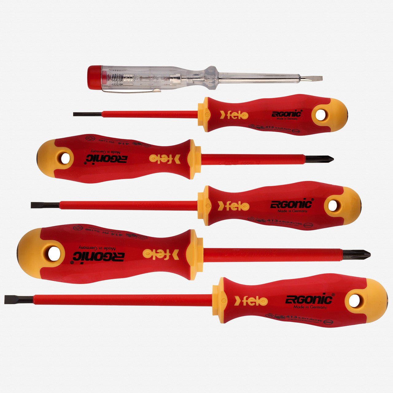 Felo Ergonic VDE Insulated Slotted/Phillips Screwdriver Set, 6 Pieces - F61081 - KC Tool