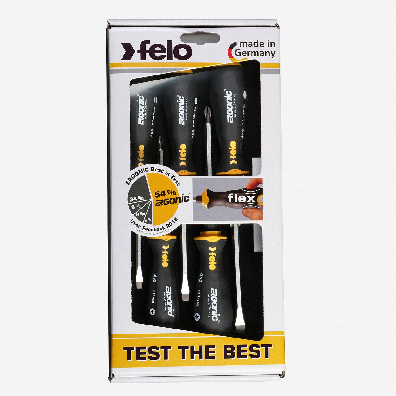 Felo Ergonic with Striking Cap Slotted & Phillips Screwdriver Set, 5 Pieces - F64537 - KC Tool