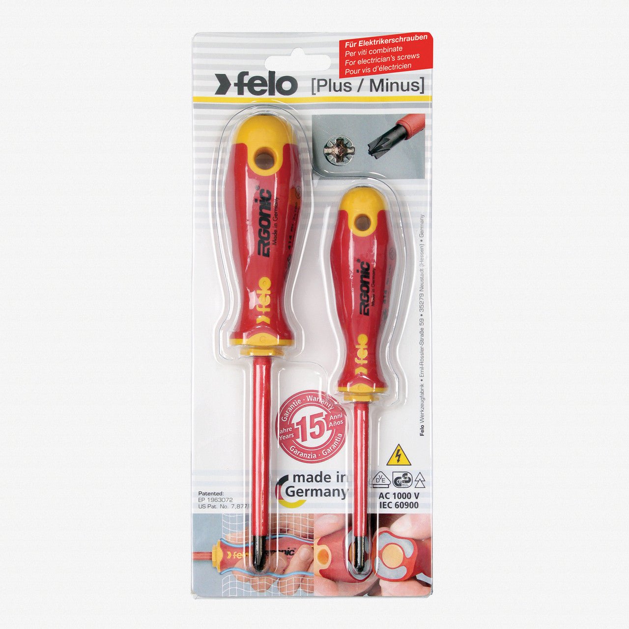 Felo Insulated 2 - Piece PlusMinus Z PZ/SL Screwdriver Set - F63697 - KC Tool