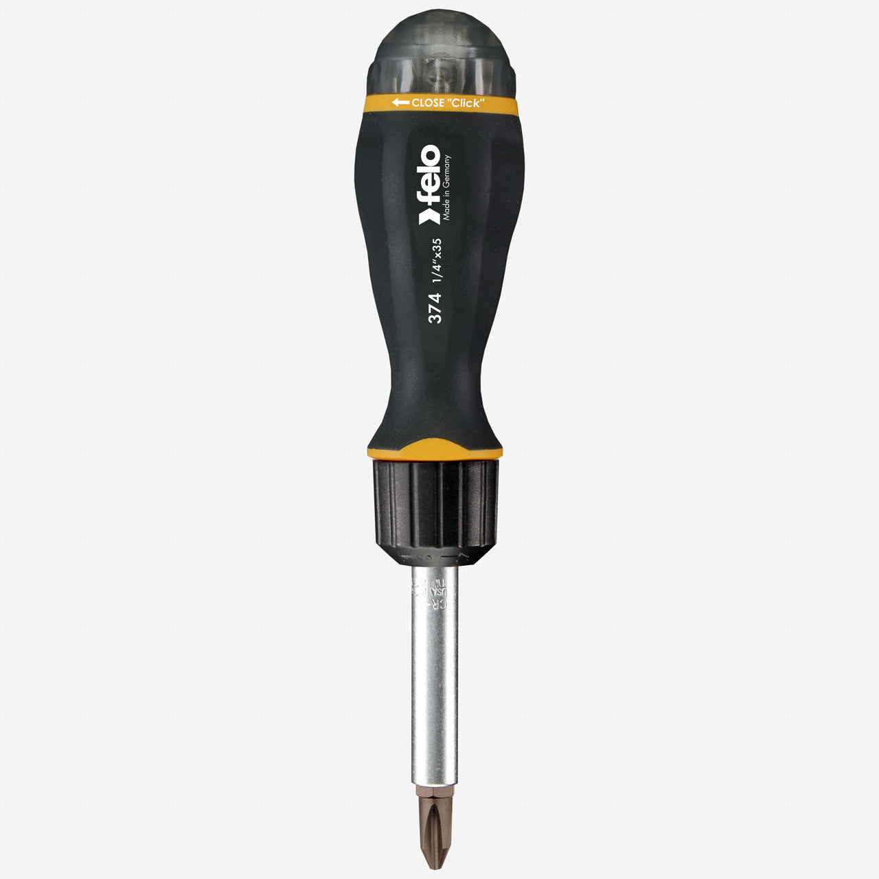 Felo Magazine Handle Ratcheting Bitholder, SL/PZ/PH, 181 mm, 8 Pieces - F52223 - KC Tool