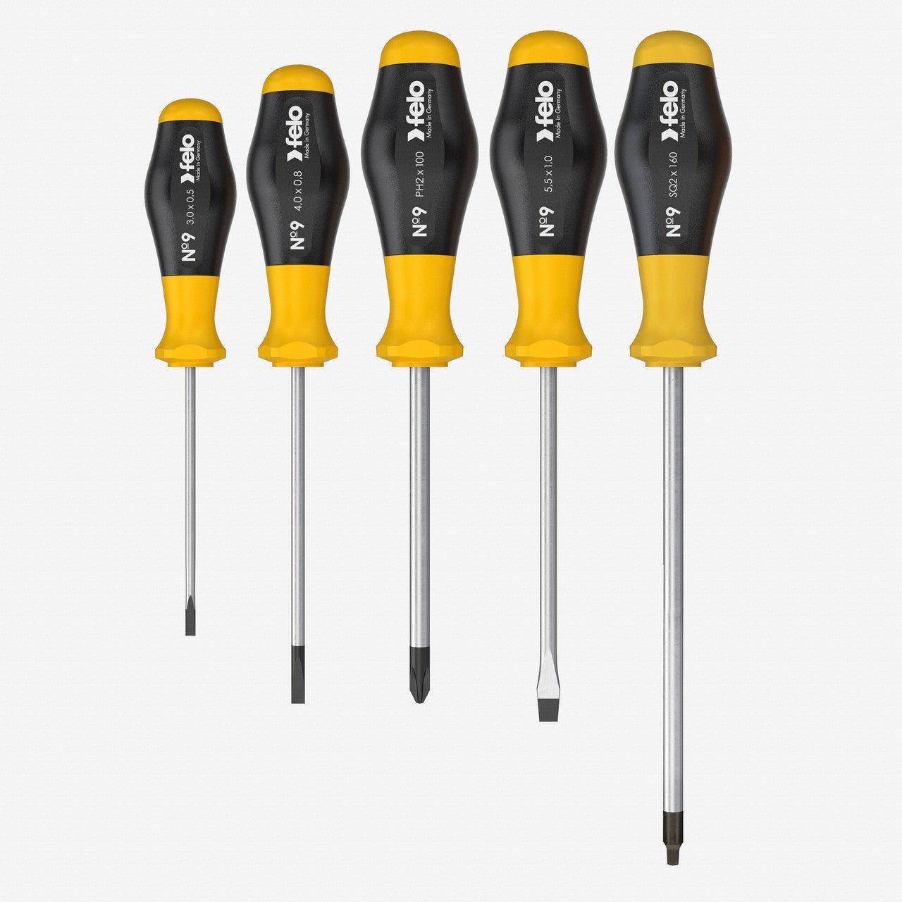 Felo No. 9 Slotted/Phillips/Square Screwdriver Set, 5 Pieces - F65103 - KC Tool