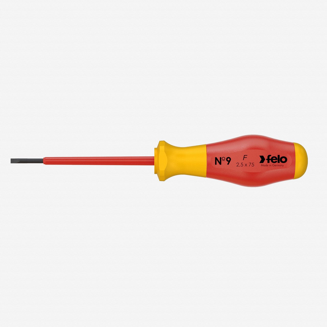 Felo No. 9 VDE Slotted 2.5 x 75mm Screwdriver - F64733 - KC Tool
