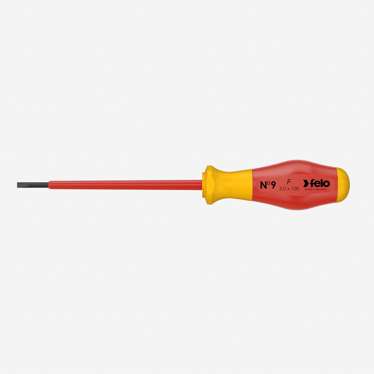Felo No. 9 VDE Slotted 3.0 x 100mm Screwdriver - F64735 - KC Tool