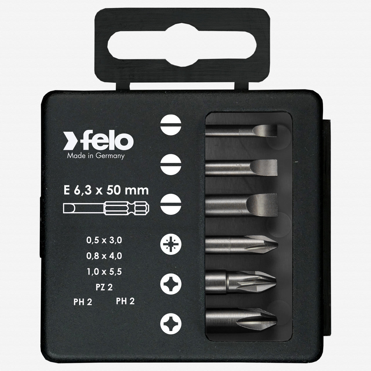 Felo Profi Bit Box 6 bits x 50 mm, Slotted, Pozidriv, Phillips - F63075 - KC Tool