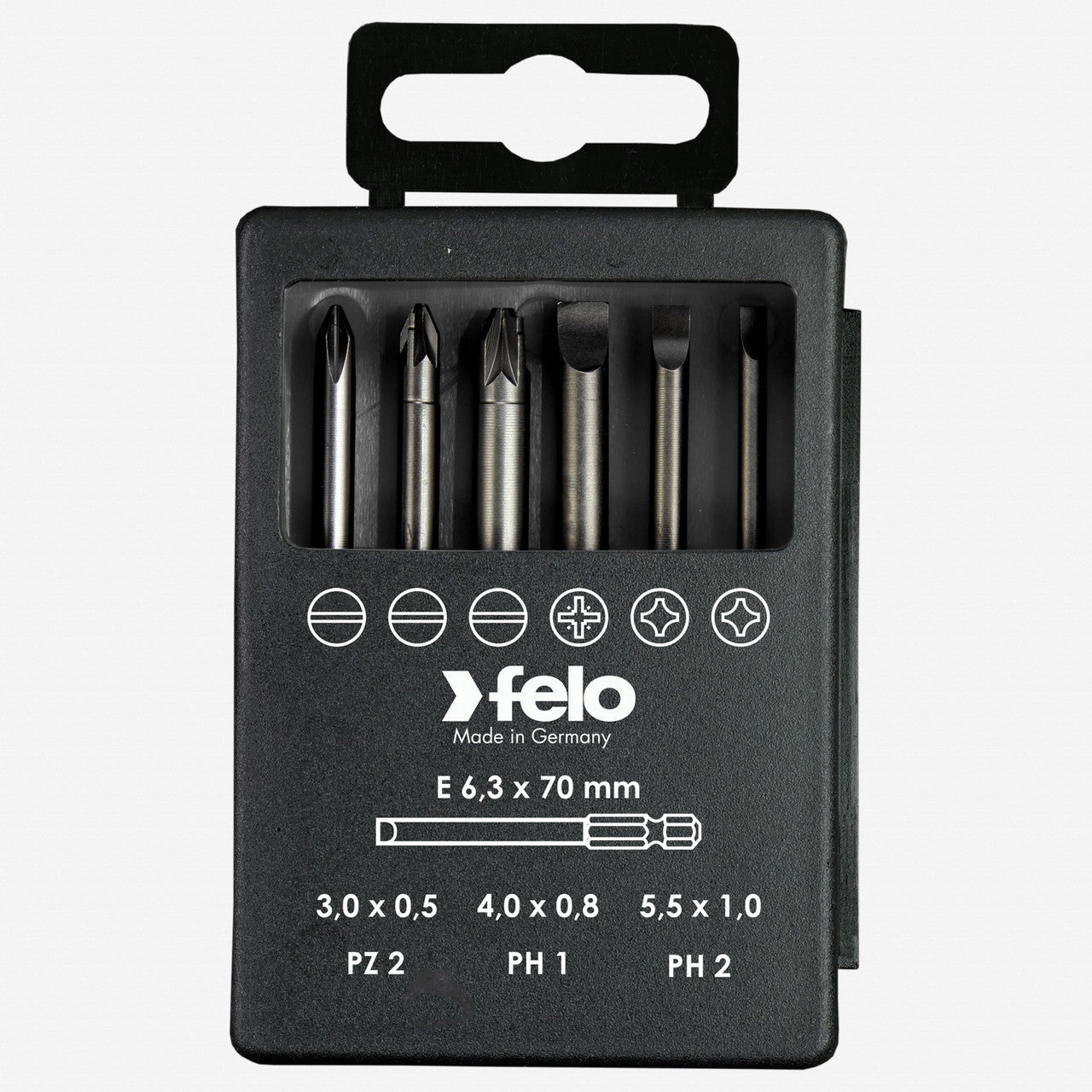 Felo Profi Bit Box 6 bits x 73 mm, Slotted, Pozidriv, Phillips - F63069 - KC Tool
