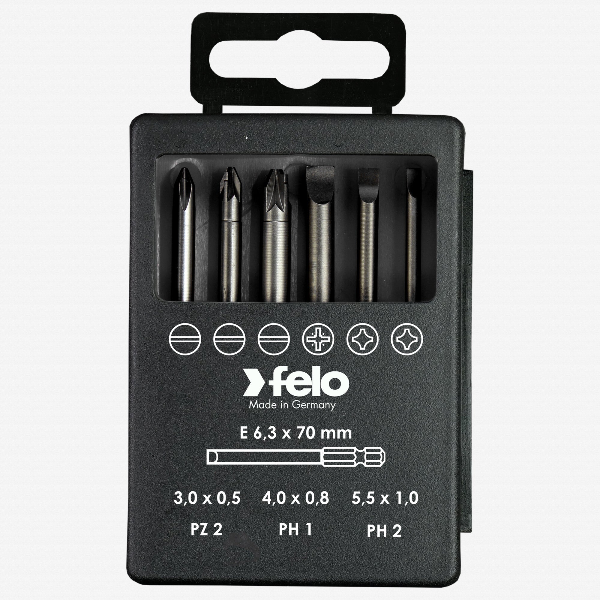 Felo Profi Bit Box 6 bits x 73 mm, Slotted, Pozidriv, Phillips - F63069 - KC Tool