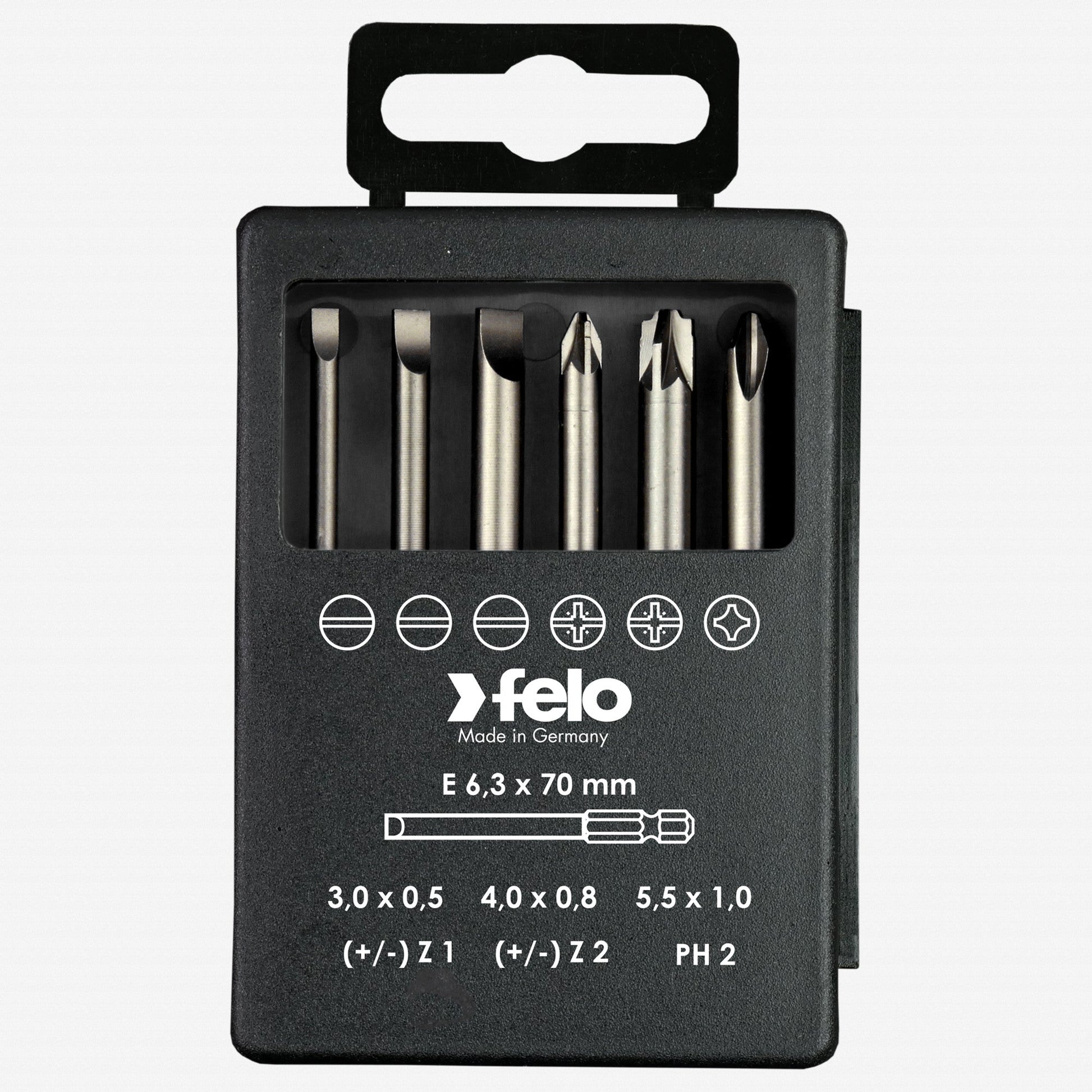 Felo Profi Bit Box 6 bits x 73 mm, Slotted, Pozidriv/Slotted, Phillips - F63071 - KC Tool