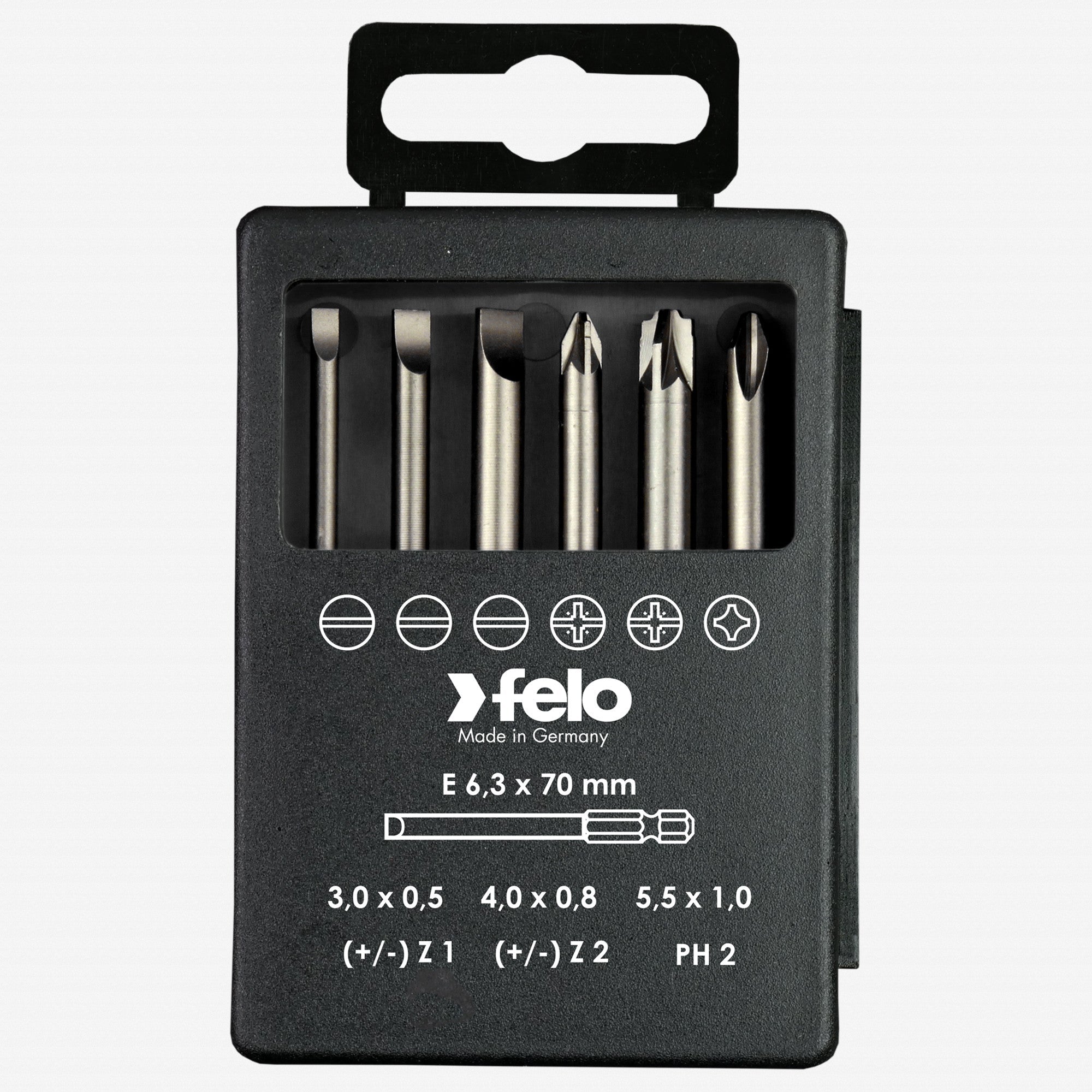 Felo Profi Bit Box 6 bits x 73 mm, Slotted, Pozidriv/Slotted, Phillips - F63071 - KC Tool