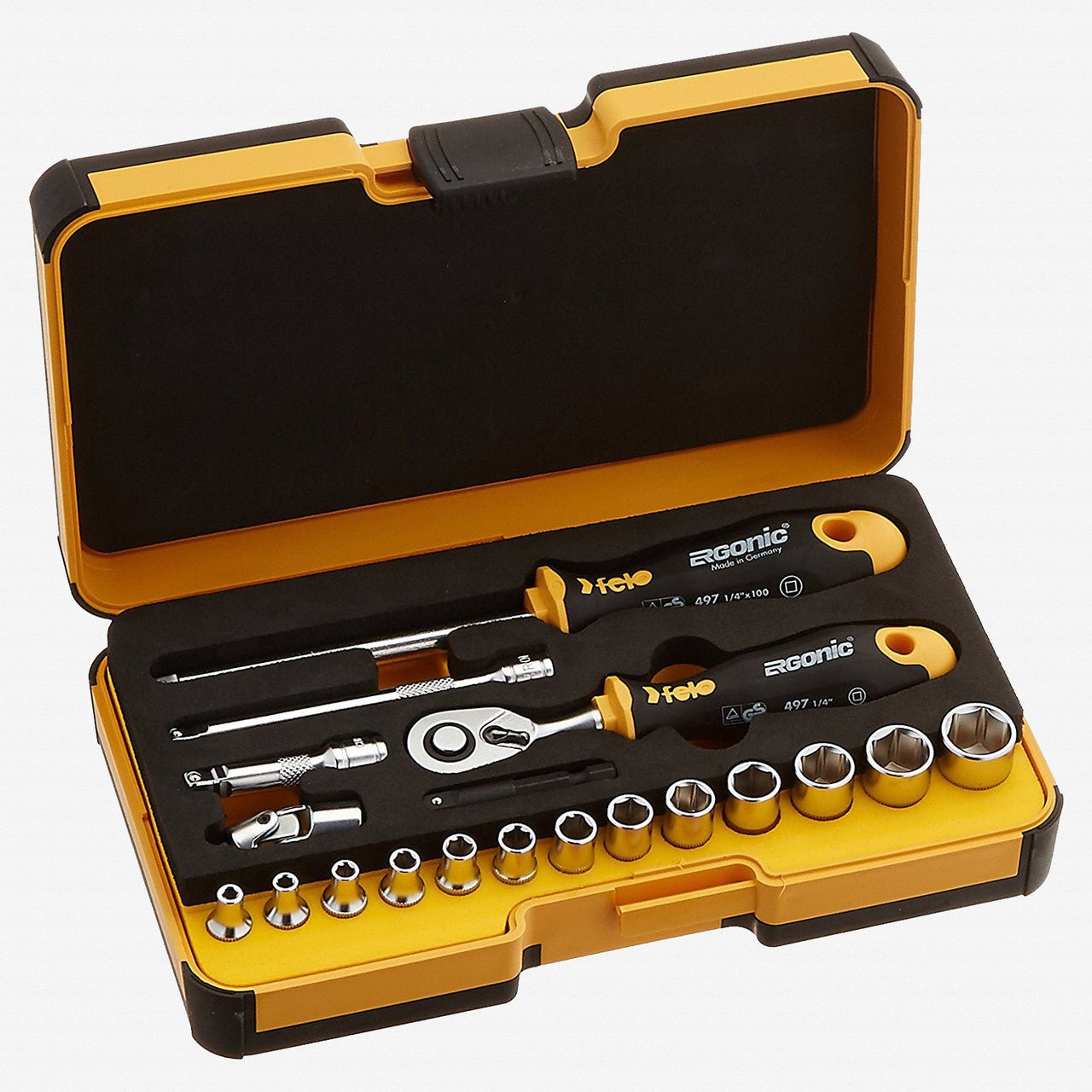 Felo R-GO 19 19pc Box Sockets, Ergonic Ratchet, INCH - F62055 - KC Tool
