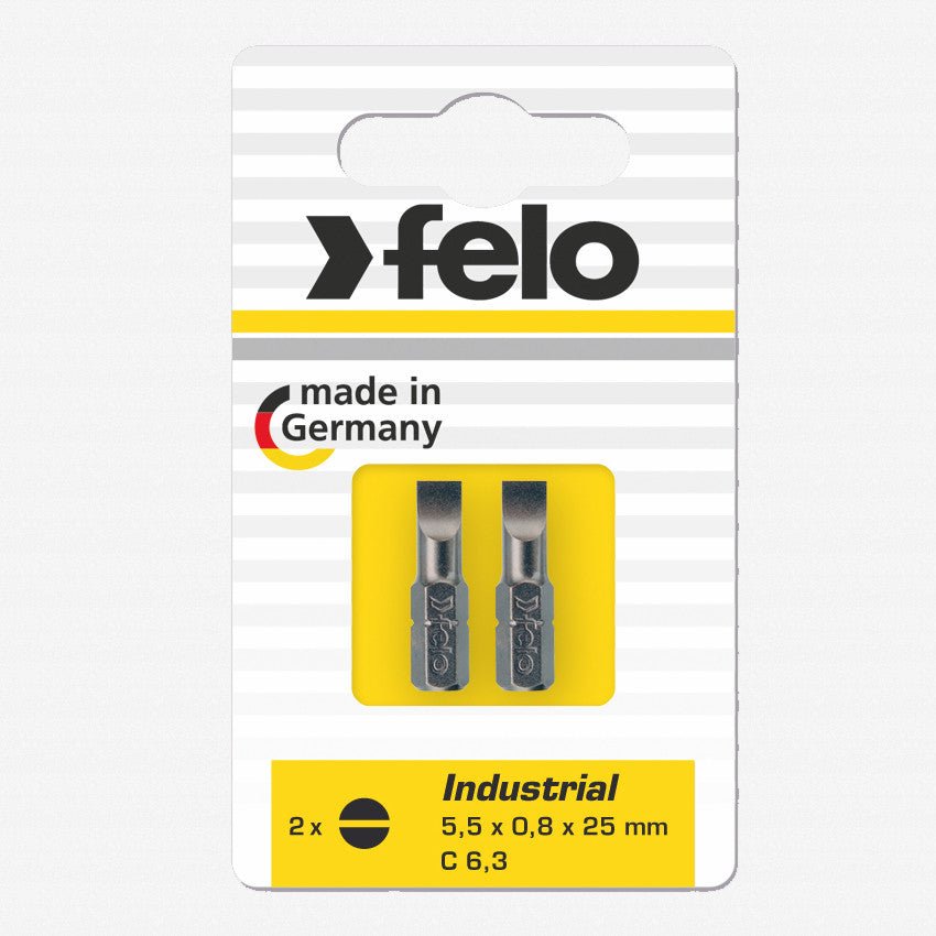 Felo Slotted 3.5 x 0.6 x 25 mm Bits - 2 Pieces - F10263 - KC Tool