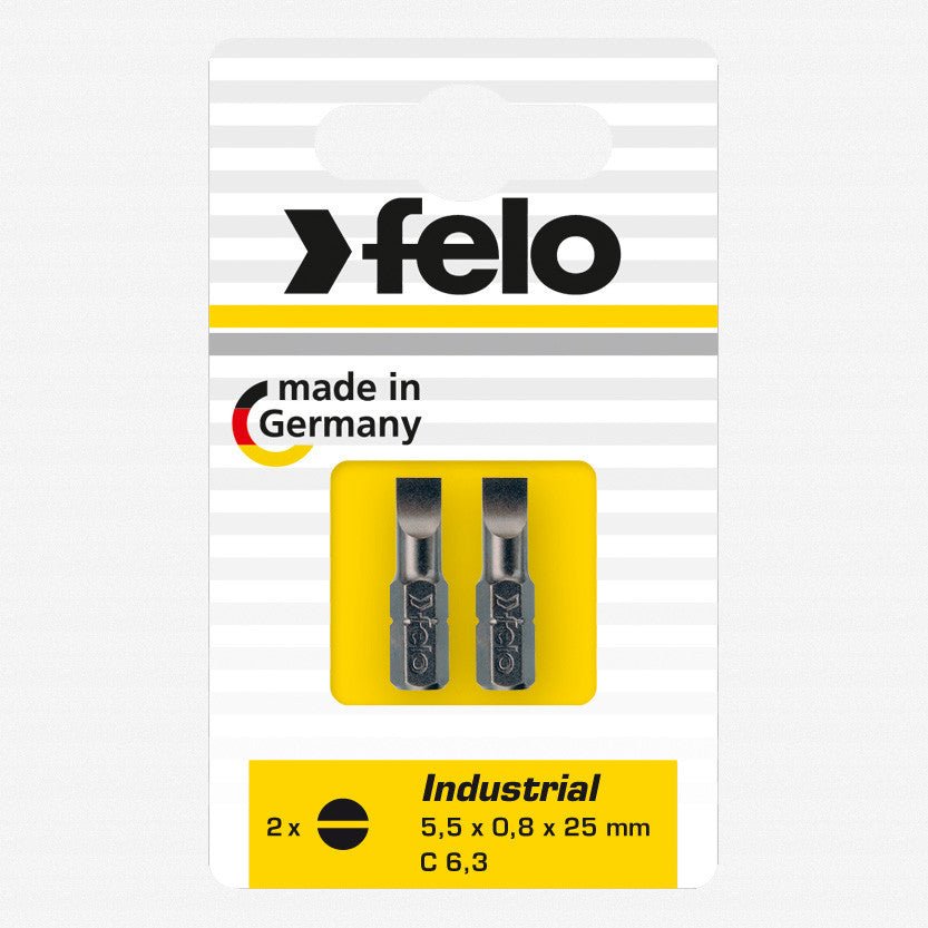 Felo Slotted 5.5 x 1.0 x 25 mm Bits - 2 Pieces - F10265 - KC Tool