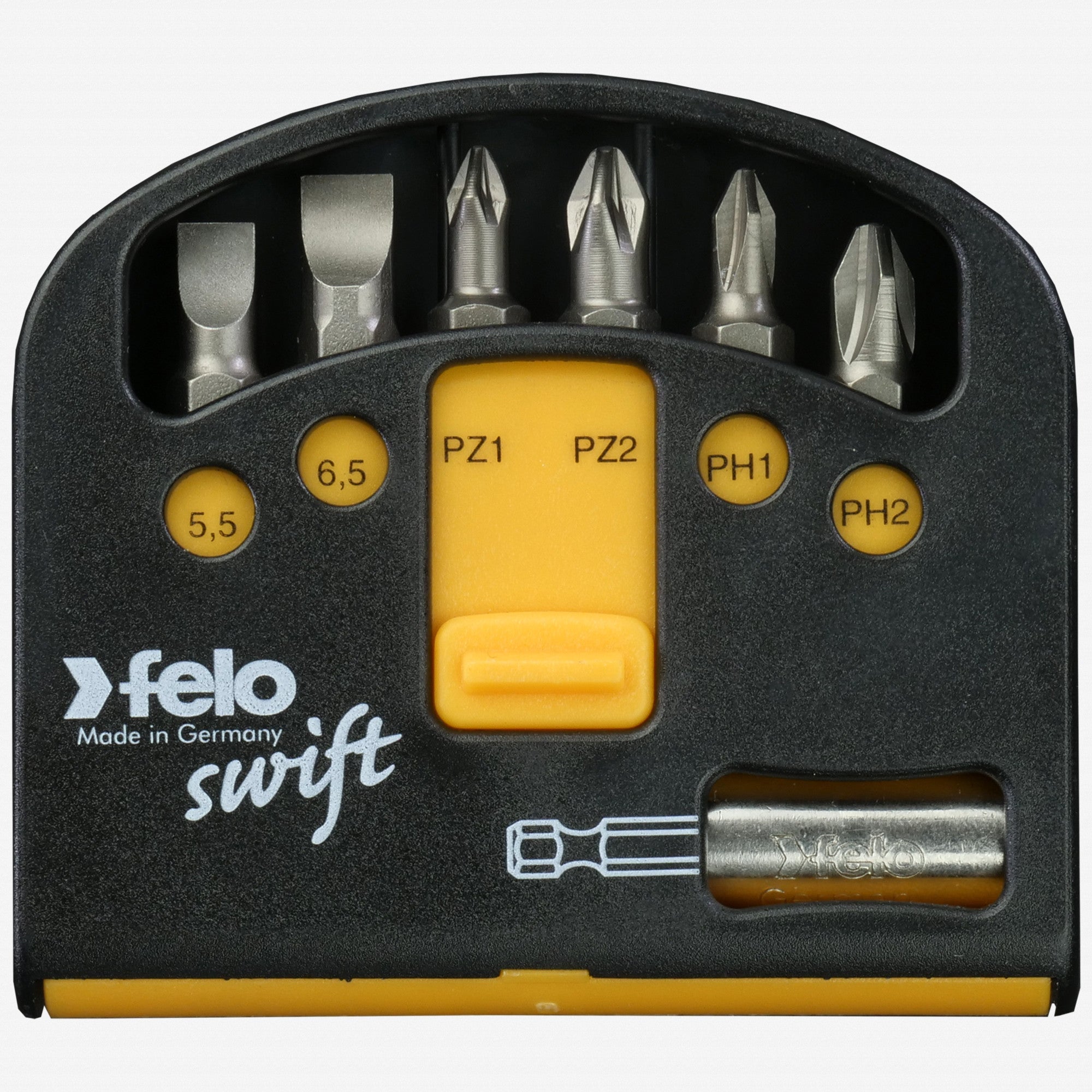 Felo Swift Bit-Box, Slotted/Phillips/Pozidriv + Bitholder, 7 Pieces - F51391 - KC Tool