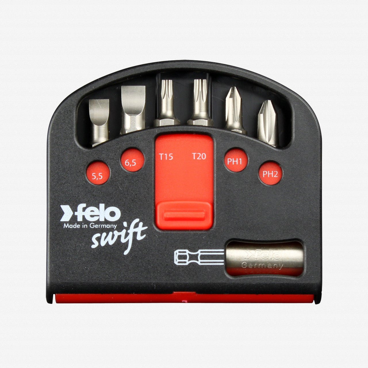 Felo Swift Box Universal 6 piece Bits & Magnetholder - Slotted, TORX®, Phillips - F51923 - KC Tool