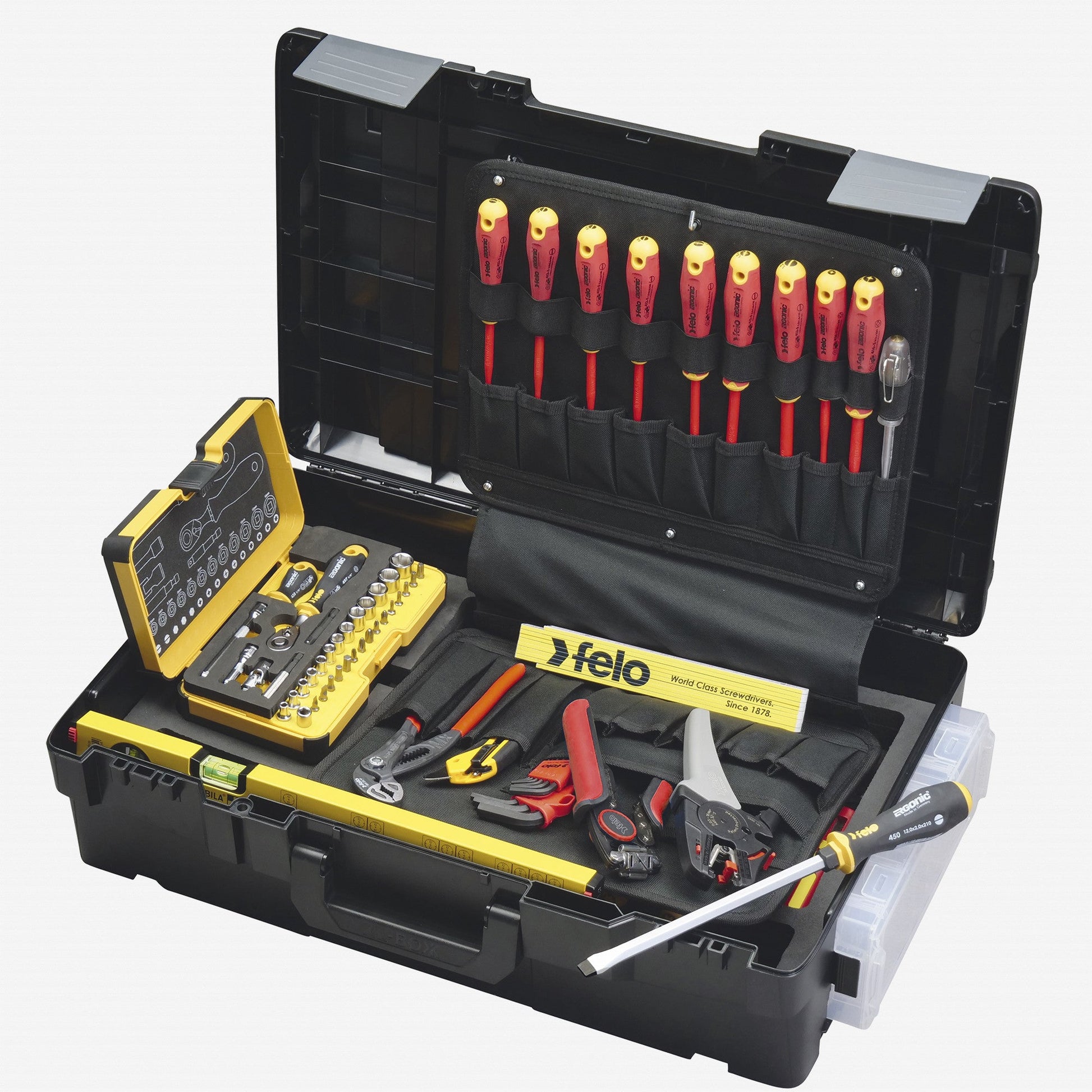 Felo VDE Insulated Ergonic E-Slim Tool Set in XL-Boxx, 78 Pieces - F64963 - KC Tool