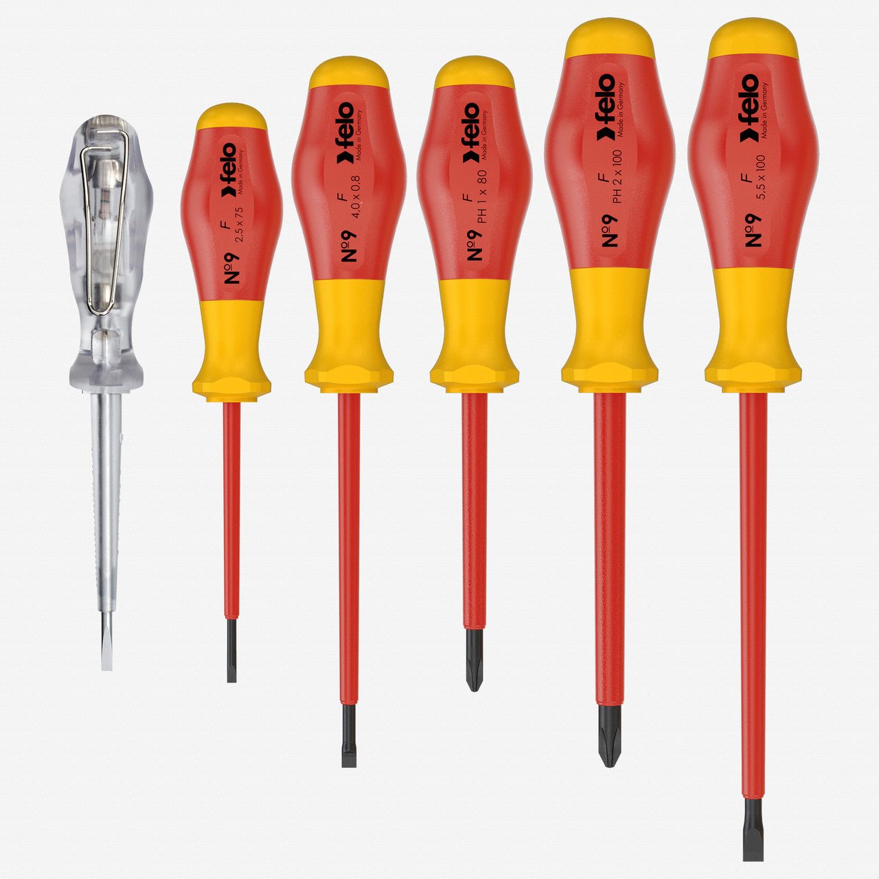 Felo VDE Insulated No. 9 Slotted/Phillips Screwdriver Set, 6 Pieces - F64673 - KC Tool